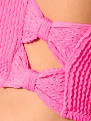 Lipsy Pink Bow Cut Out Scoop Neck Textured Bikini (5-16yrs) - Image 5 of 5