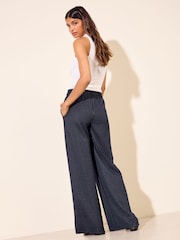 Friends Like These Navy Petite Pinstripe Elasticated Waist Wide Leg Trousers - Image 5 of 6