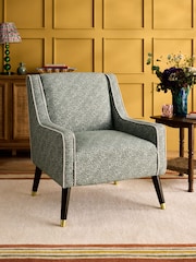 Nina Campbell Lattice Geo Sage Green Rosebury Accent Chair - Image 1 of 7