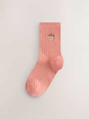 Green Orange White and Brown Cotton Rich Ankle Embroidered Character Socks 5 Pack - Image 6 of 10