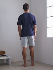 Dəniz/grey Marl - qısaqol formalı Pyjamas Set - 7şəkildən 4 şəkil
