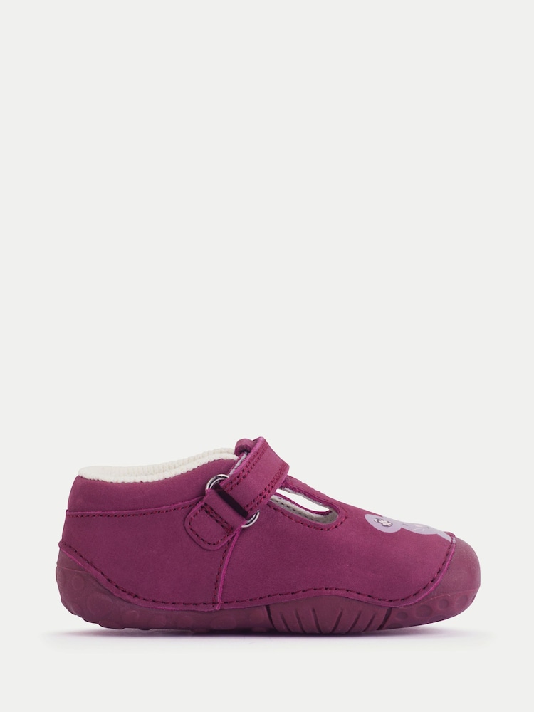 Start-Rite Purple Squish T-Bar Barefoot Friendly Scuff Protected Baby Pre-Walker Shoes with Mouse Motif - Image 2 of 6 Start-Rite Purple Squish T-Bar Barefoot Friendly Scuff Protected Baby Pre-Walker Shoes with Mouse Motif - Image 2 of 6
