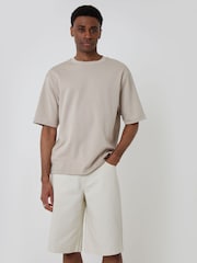Threadbare Cream Baggy Denim Shorts - Image 1 of 4