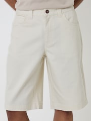 Threadbare Cream Baggy Denim Shorts - Image 4 of 4