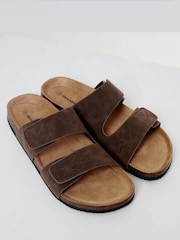 Threadbare Brown Faux Suede Two Strap Sandals - Image 2 of 4