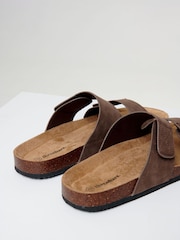 Threadbare Brown Faux Suede Two Strap Sandals - Image 4 of 4