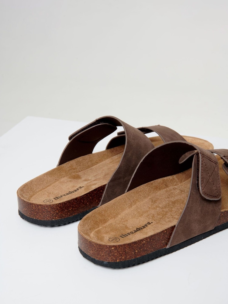 Threadbare Brown Faux Suede Two Strap Sandals - Image 4 of 4