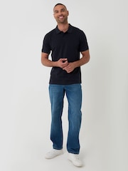 Threadbare Blue Textured Cotton Polo Shirt - Image 3 of 5