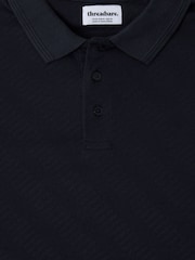 Threadbare Blue Textured Cotton Polo Shirt - Image 5 of 5