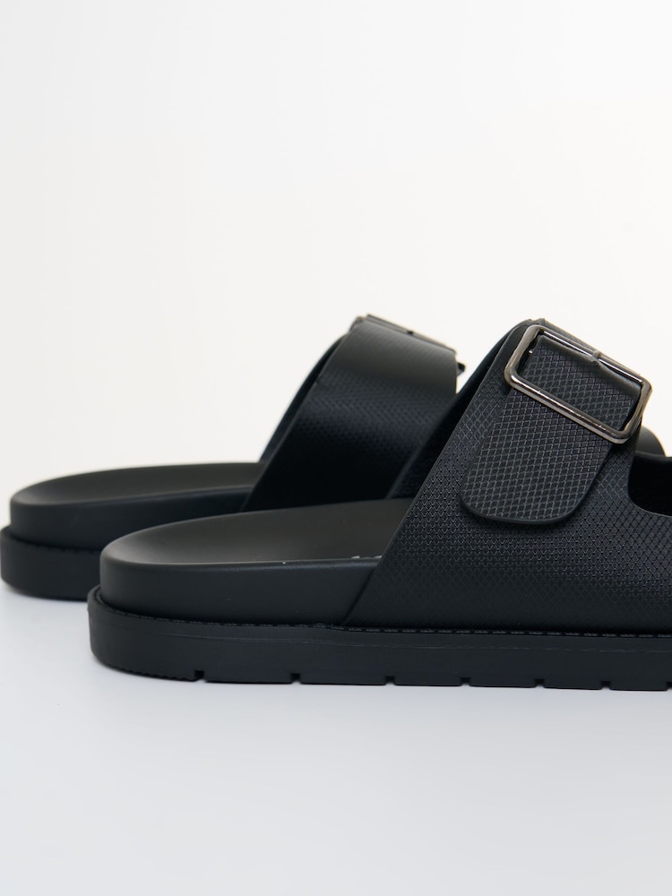 Threadbare Black Faux Leather Buckle Strap Sandals - Image 4 of 4 Threadbare Black Faux Leather Buckle Strap Sandals - Image 4 of 4