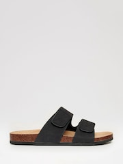 Threadbare Black Faux Suede Two Strap Sandals - Image 1 of 4