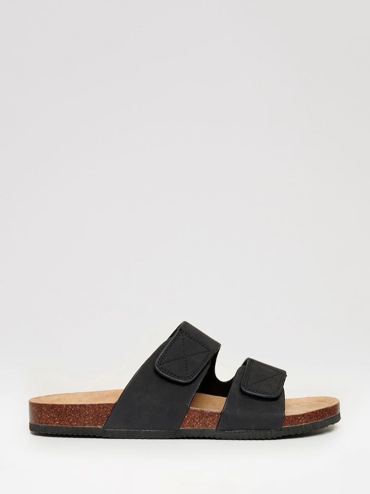 Threadbare Black Faux Suede Two Strap Sandals - Image 1 of 4