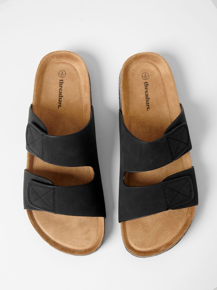 Threadbare Black Faux Suede Two Strap Sandals - Image 4 of 4