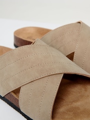 Threadbare Beige Faux Suede Cross Strap Sandals - Image 3 of 4