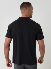 Threadbare Black Textured Cotton Polo Shirt - Image 3 of 5