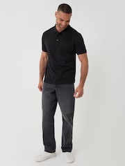 Threadbare Black Textured Cotton Polo Shirt - Image 4 of 5