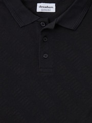 Threadbare Black Textured Cotton Polo Shirt - Image 5 of 5