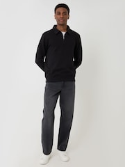 Threadbare Black Quarter Zip Collared Sweatshirt - Image 3 of 4