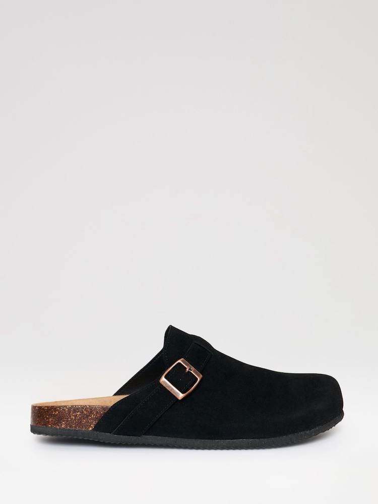 Threadbare Black Faux Suede Mule Sandals - Image 1 of 4