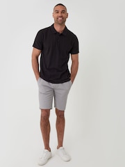 Threadbare Black Textured Cotton Polo Shirt - Image 4 of 5