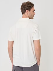 Threadbare Cream Textured Cotton Polo Shirt - Image 3 of 6