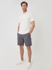 Threadbare Cream Textured Cotton Polo Shirt - Image 4 of 6