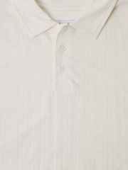Threadbare Cream Textured Cotton Polo Shirt - Image 6 of 6