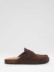 Threadbare Brown Faux Suede Penny Loafer Sandals - Image 1 of 4