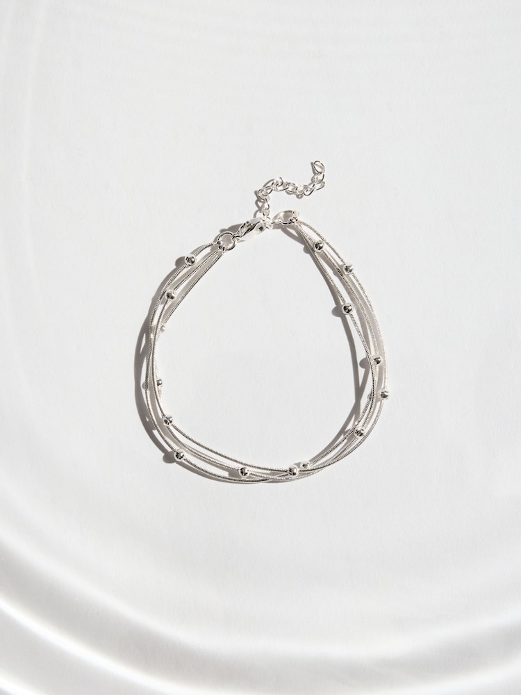 Silver Tone Stainless Steel Waterproof Layered Ball Bracelet - Image 1 of 3