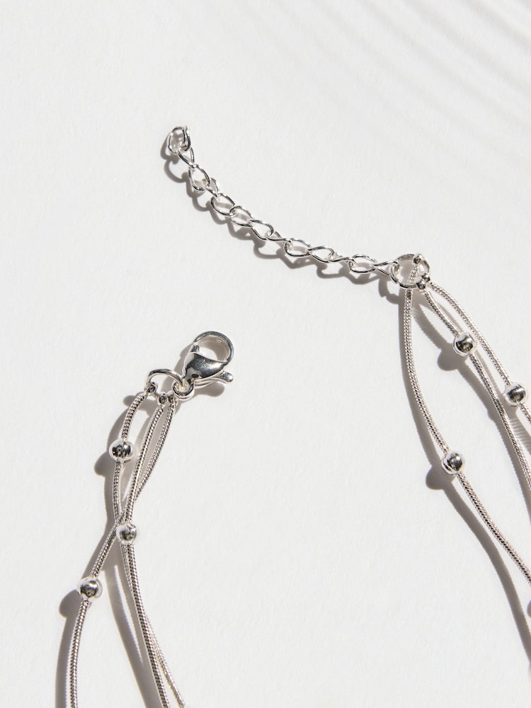 Silver Tone Stainless Steel Waterproof Layered Ball Bracelet - Image 3 of 3