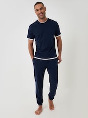 Threadbare Blue Cotton Mock Layer Pyjamas Set - Image 1 of 4
