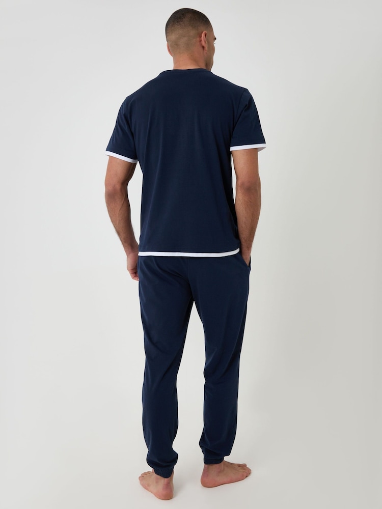 Threadbare Blue Cotton Mock Layer Pyjamas Set - Image 2 of 4