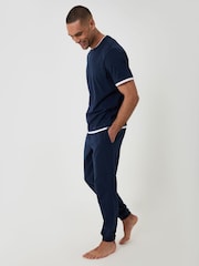 Threadbare Blue Cotton Mock Layer Pyjamas Set - Image 3 of 4