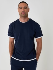 Threadbare Blue Cotton Mock Layer Pyjamas Set - Image 4 of 4