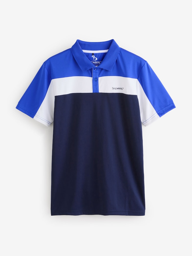 Stromberg Blue Men's Drift Colour Block Golf Polo Shirt - Image 1 of 1