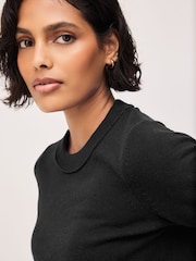 Black Supersoft Short Sleeve Knitted Jumper - Image 4 of 7