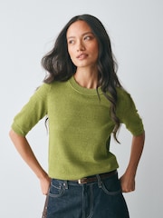Green Supersoft Short Sleeve Knitted Jumper - Image 1 of 7