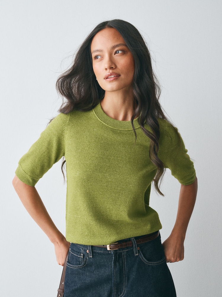 Green Supersoft Short Sleeve Knitted Jumper - Image 1 of 7