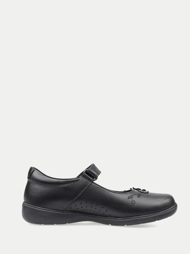 Start-Rite Black Wish Mary-Jane rip-tape floral applique school shoes - Image 1 of 6 Start-Rite Black Wish Mary-Jane rip-tape floral applique school shoes - Image 1 of 6