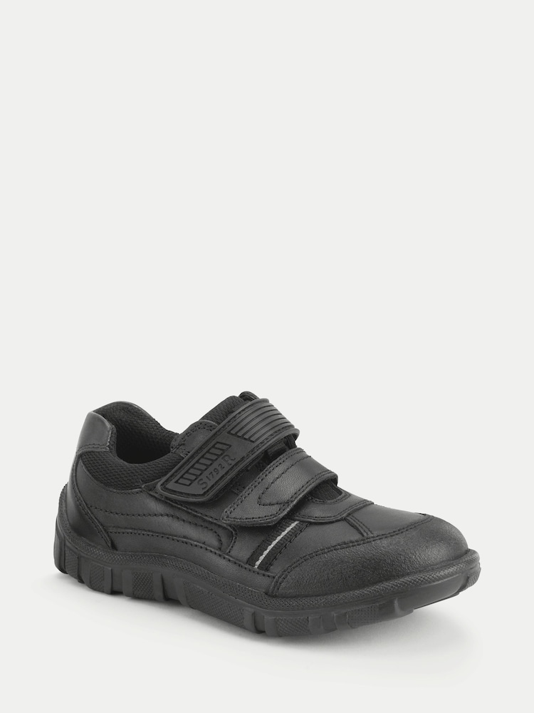 Start-Rite Black Luke Rip-Tape Closed Leather Primary School Shoes - Image 2 of 6 Start-Rite Black Luke Rip-Tape Closed Leather Primary School Shoes - Image 2 of 6