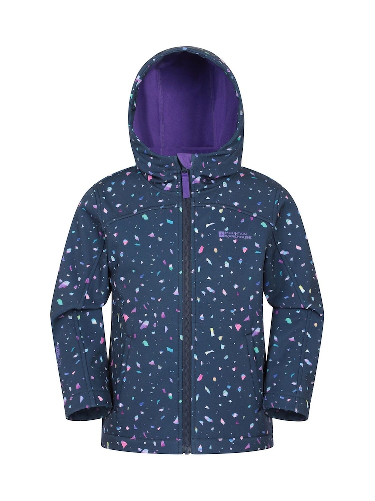 Mountain Warehouse Blue Exodus Kids Printed Water-Resistant Softshell Jacket - Image 1 of 4