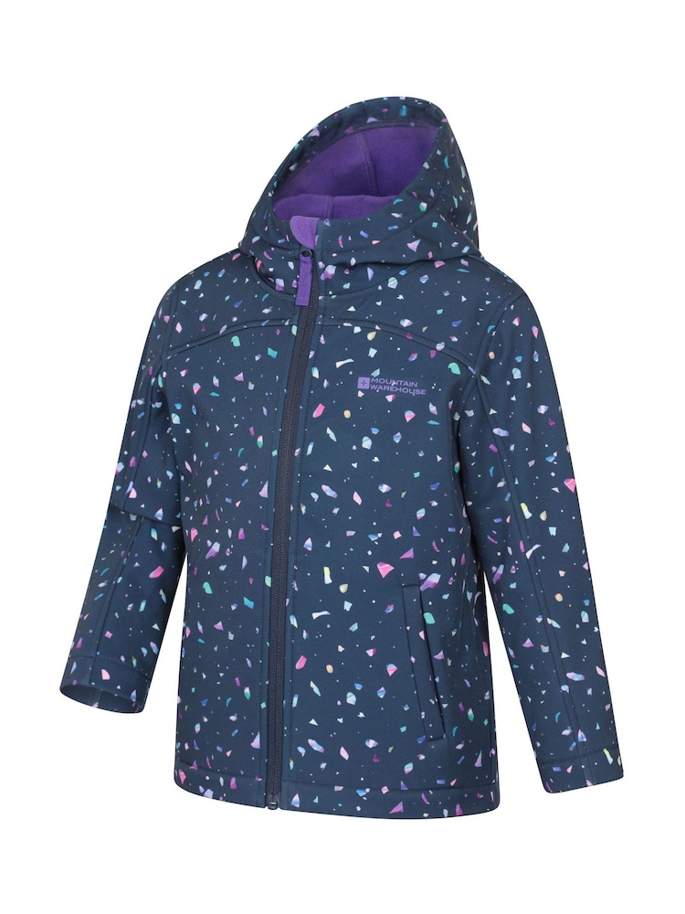 Mountain Warehouse Blue Exodus Kids Printed Water-Resistant Softshell Jacket - Image 2 of 4