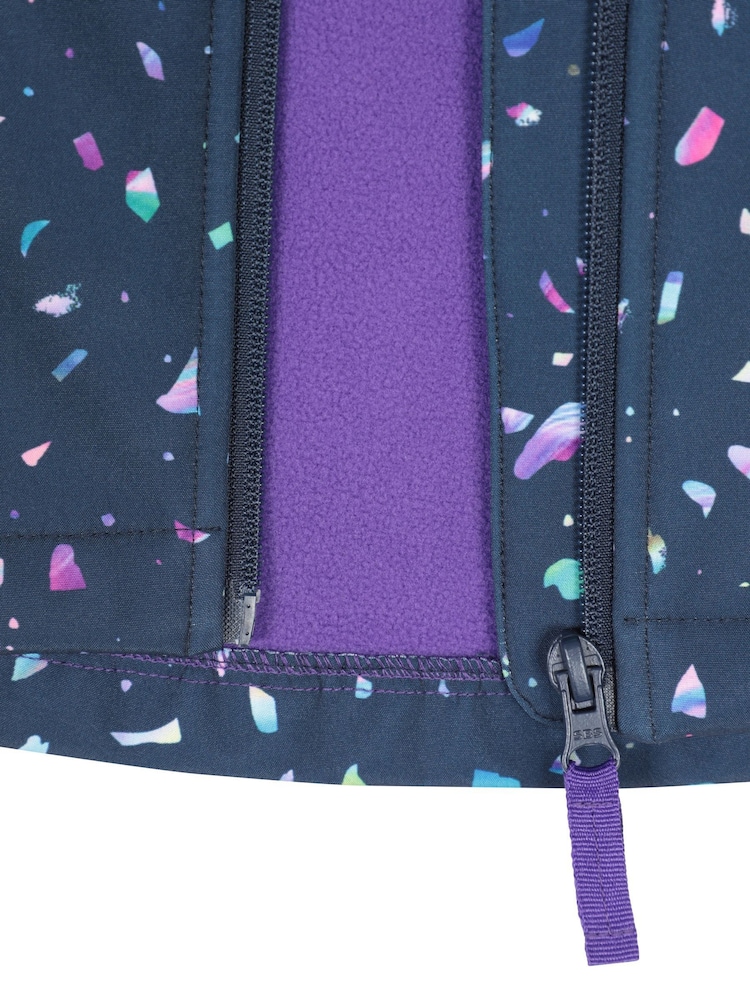 Mountain Warehouse Blue Exodus Kids Printed Water-Resistant Softshell Jacket - Image 4 of 4