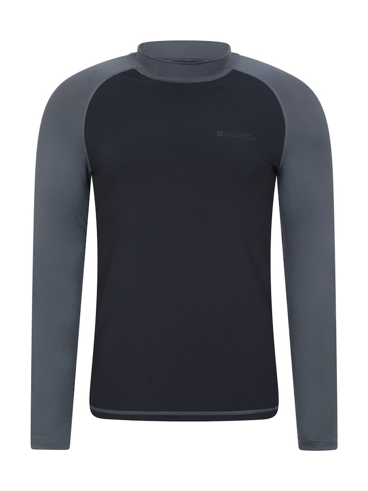 Mountain Warehouse Black Mens Quick Drying Long Sleeve Rash Vest - Image 1 of 4 Mountain Warehouse Black Mens Quick Drying Long Sleeve Rash Vest - Image 1 of 4