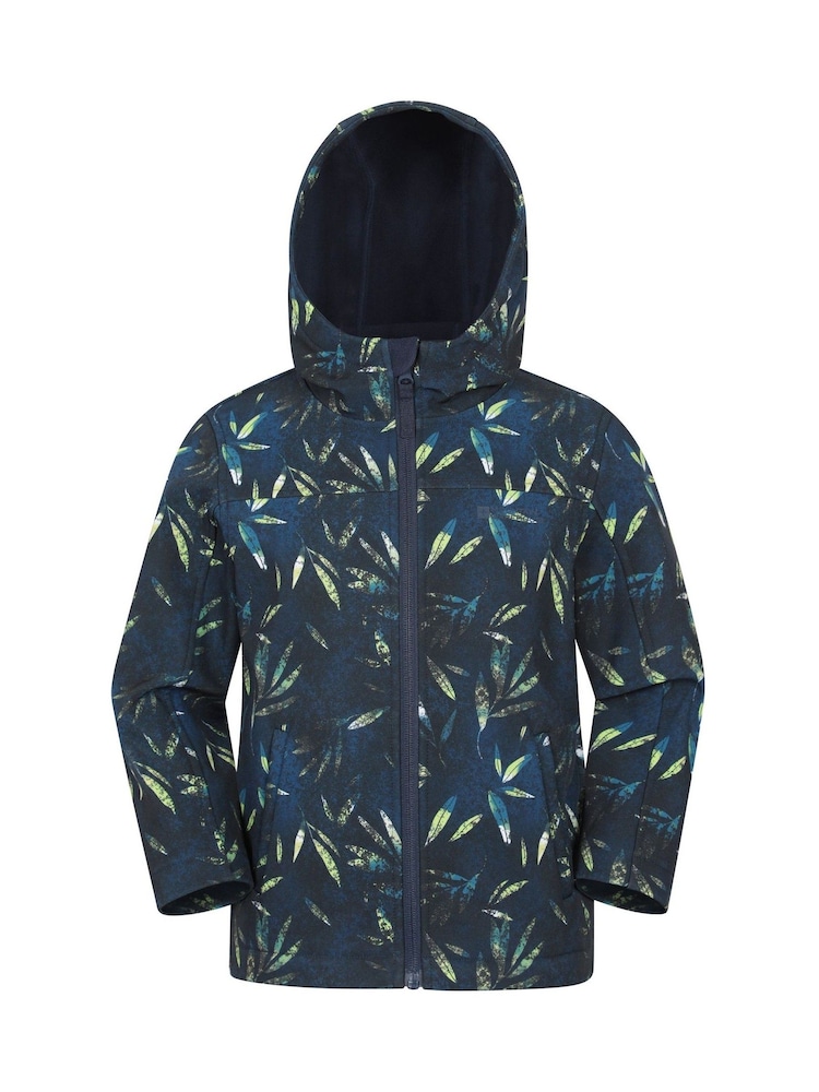 Mountain Warehouse Navy Blue Exodus Kids Printed Water-Resistant Softshell Jacket - Image 1 of 4