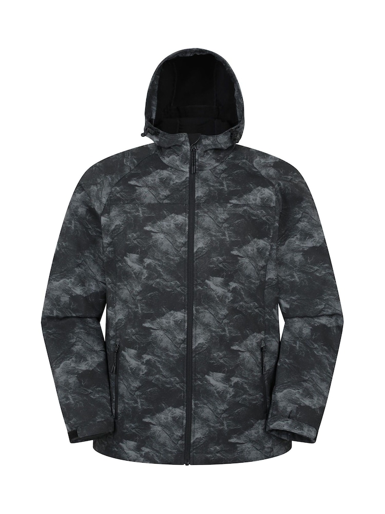 Mountain Warehouse Grey Exodus Printed Mens Showerproof Softshell Jacket - Image 1 of 5