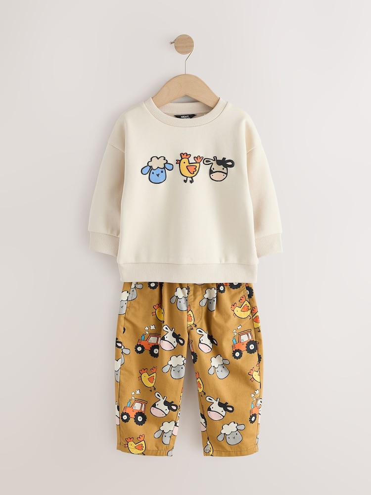Farm Tan Brown Long Sleeve Top and Trousers Set (3mths-7yrs) - Image 1 of 5