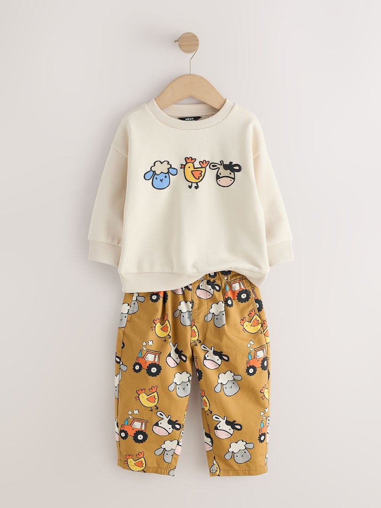 Farm Tan Brown Long Sleeve Top and Trousers Set (3mths-7yrs) - Image 2 of 5