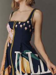 Anthropologie 	Blue Maeve Sleeveless Notched Square-Neck Midi Dress - Image 2 of 3