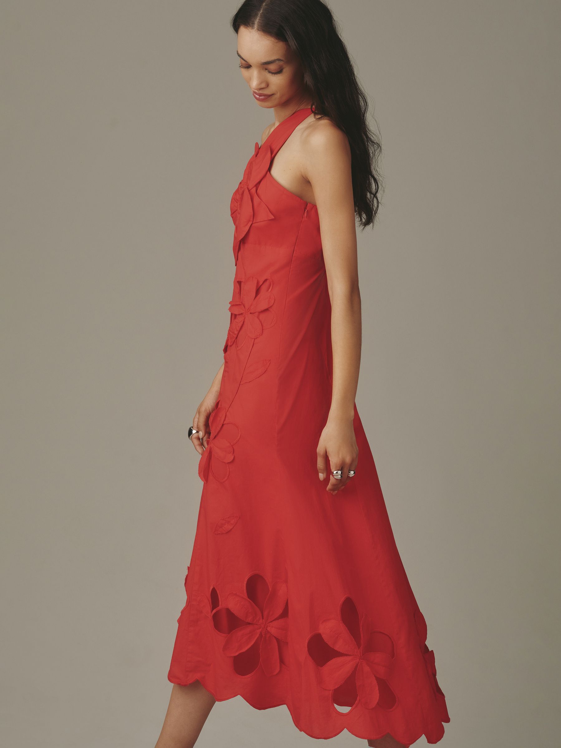 dewdrop floral red one shoulder midi dress Buy Anthropologie Red One-Shoulder Floral Cutwork Midi Dress from Next USA